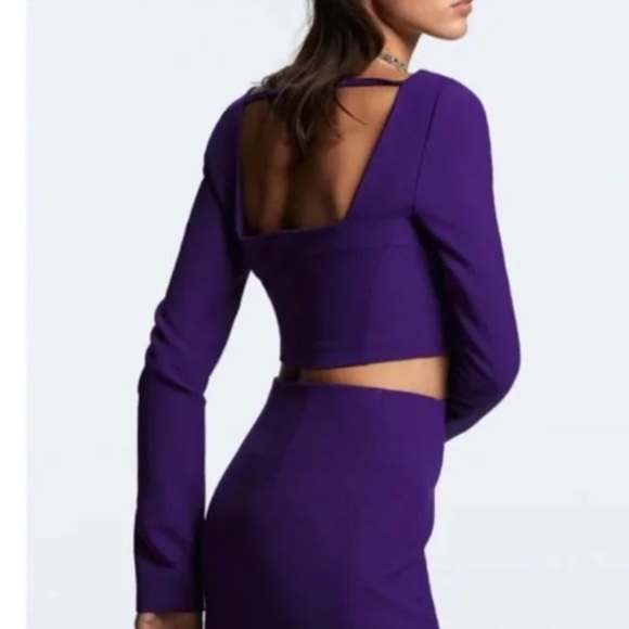 NEW! ZARA Join Life Purple Long Sleeve Crop Top - Picture 8 of 11